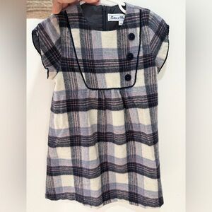 Tartine et Chocolat Gray and Pink Plaid Dress